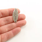 30mmx11mm Sterling Silver Detailed Leaf Connector Bar Love Life Inspirational