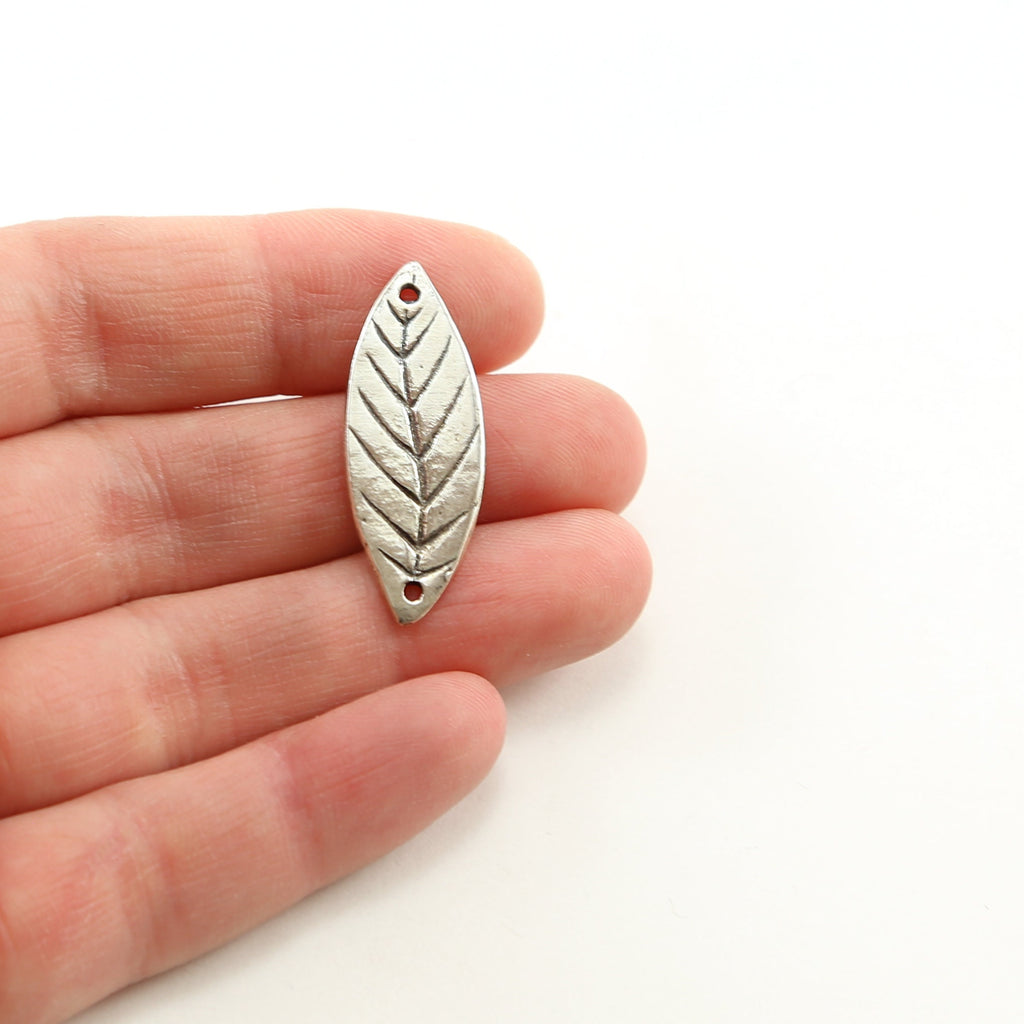 30mmx11mm Sterling Silver Detailed Leaf Connector Bar Love Life Inspirational