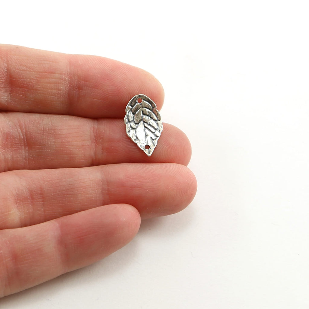 15mm X9mm Sterling Silver or Vermeil or Curved Detailed Leaf Connector