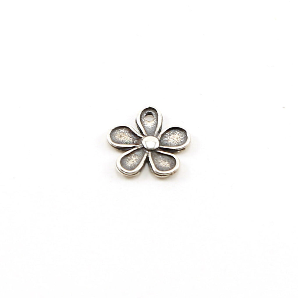 15mm Sterling Silver Daisy Flower Nature Charm Organic Shape Hippie 60's