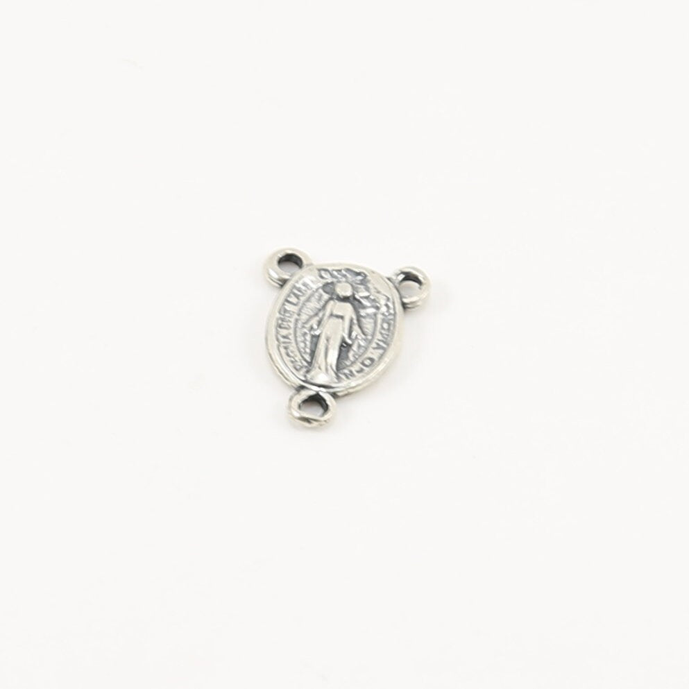 Sterling Silver Virgin Mother Mary Rosary 3 Way Link Connector