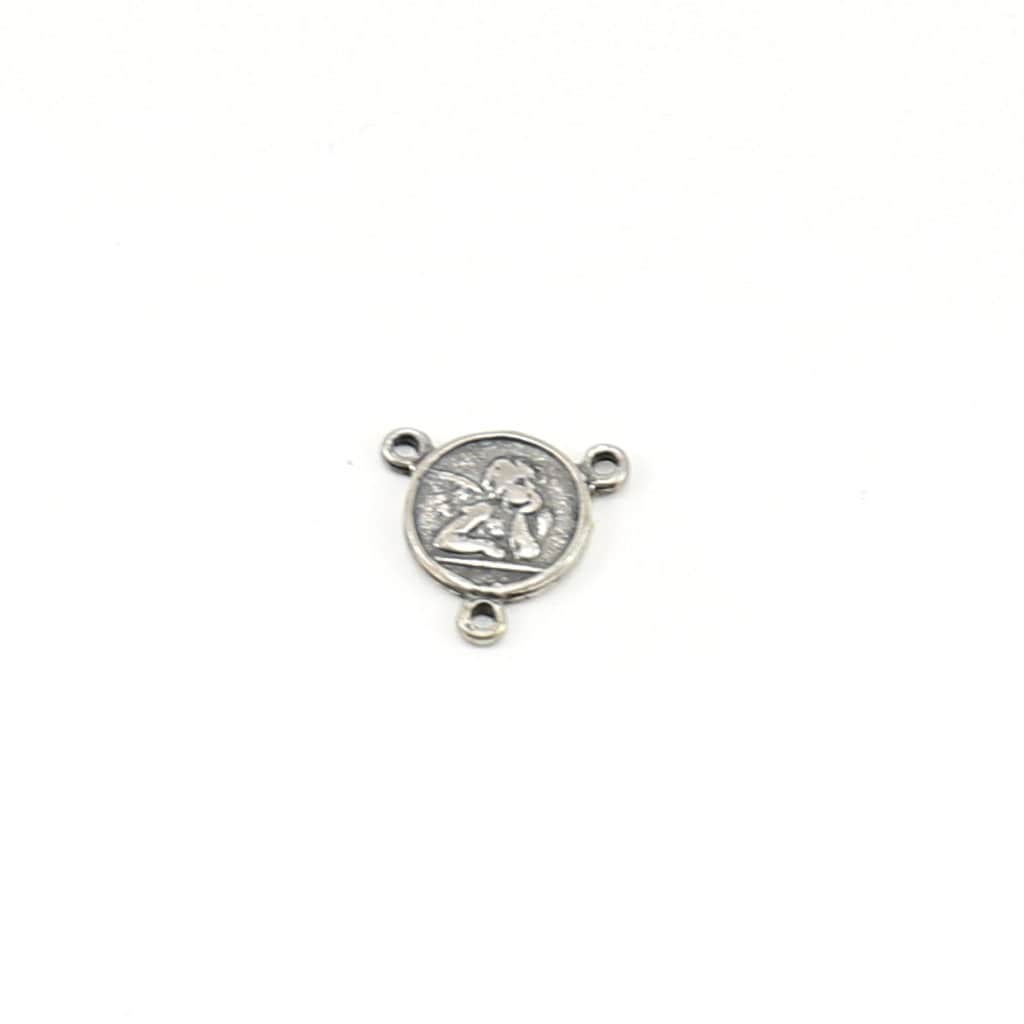 Sterling Silver Small Angel Coin Little Disk 3 Way Y Connector Charm