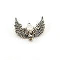 Sterling Silver Large Skull with Wings Day of the Dead Halloween Pirate