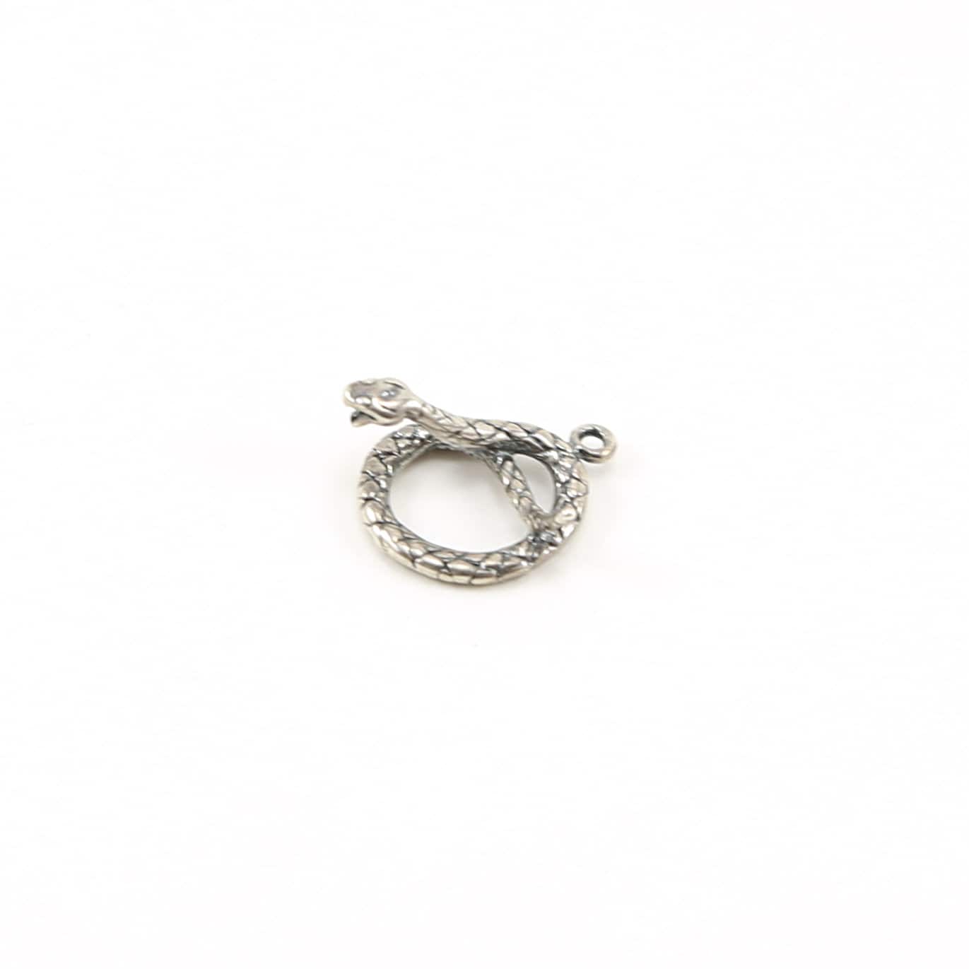 Sterling Silver 3D Coiled Rattle Snake Serpent Charm Western Nature