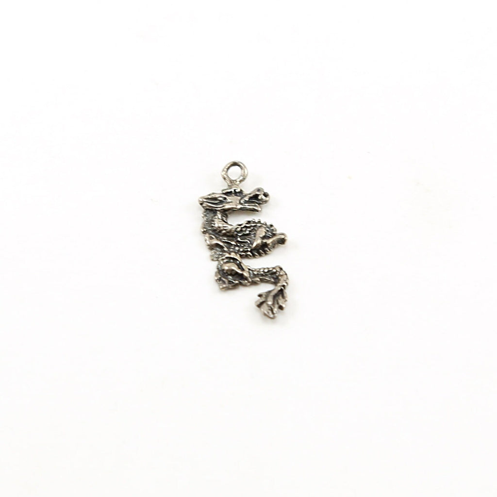 Sterling Silver Detailed Dragon Skeleton Charm for Him Fantasy Pendant