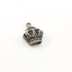 Sterling Silver Realistic 3D Rounded Thick Crown with Cross Royal Charm