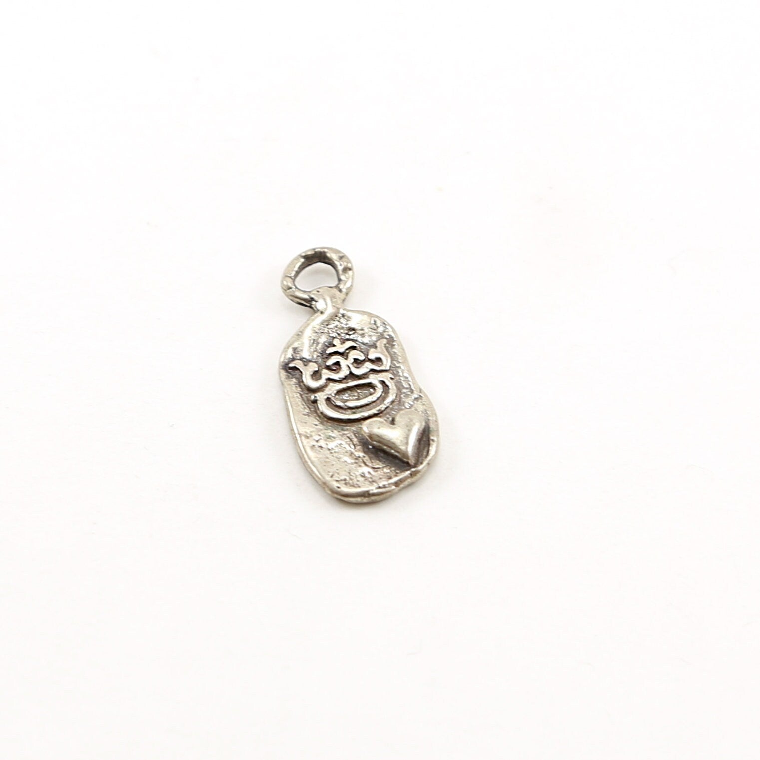 25mmx11mm Sterling Silver Organic Crown with Heart Oval Whimsical Charm Queen