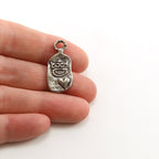 25mmx11mm Sterling Silver Organic Crown with Heart Oval Whimsical Charm Queen