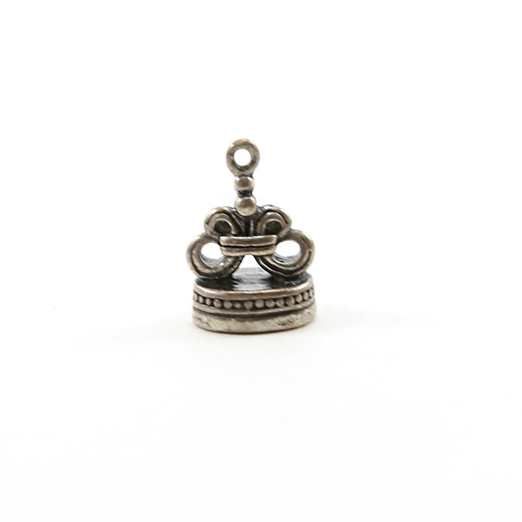 Sterling Silver Small Vintage Style 3D Fleur Di Lis Charm Pendant