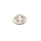 13mm Sterling Silver Baby Feet Imprint Circle Round Disc Charm Pendant New – Antique Silver