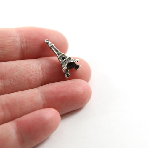 20mmx8mm Sterling Silver 3D Eiffel Tower Landmark Paris Travel Parisian Charm
