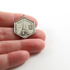 Sterling Silver Eiffel Tower Vintage Inspired Landmark Hexagon