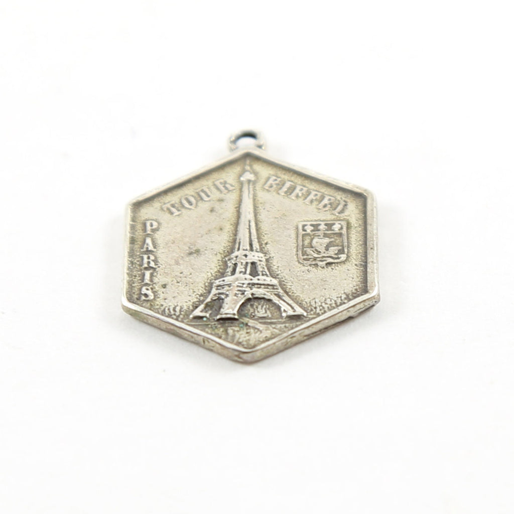 Sterling Silver Eiffel Tower Vintage Inspired Landmark Hexagon