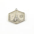 Sterling Silver Eiffel Tower Vintage Inspired Landmark Hexagon