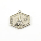 Sterling Silver Eiffel Tower Vintage Inspired Landmark Hexagon