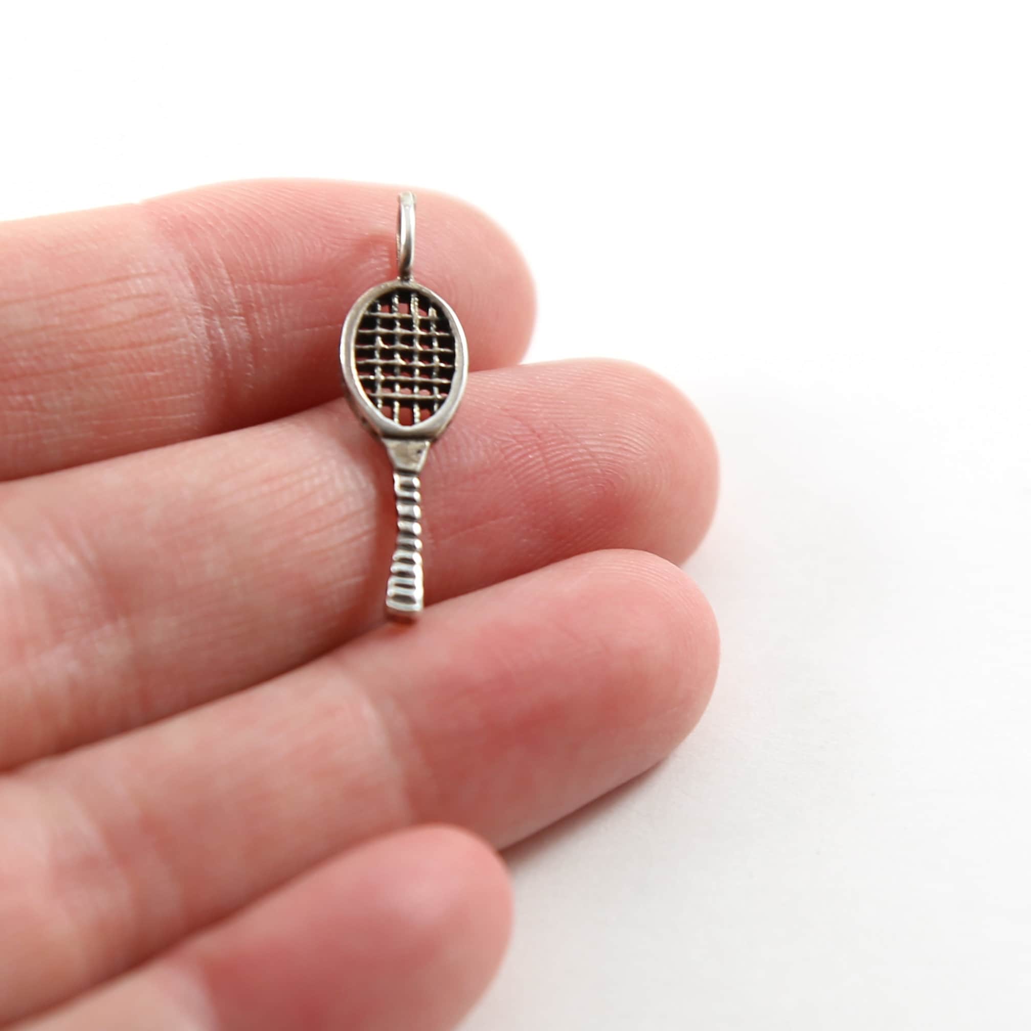 Sterling Silver Tennis Racket Charm Sport Athlete Pendant