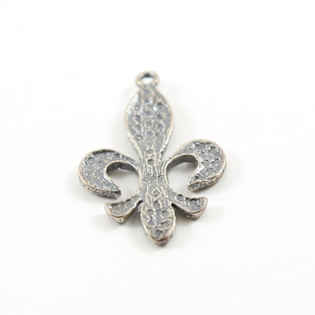 40mmx25mm Sterling Silver Fancy Faux Marcasite Fleur De Lis Charm Pendant
