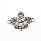 35mmx35mm Sterling Silver Large Fancy Vintage Inspired Fleur De Lis Connector