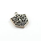 28mmx21mm Sterling Silver Fleur De Lis with Crown Fancy Shield Tag Charm