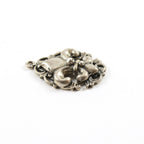 28mmx18mm Sterling Silver Fancy Lace 3D Thick Fleur De Lis Charm Pendant