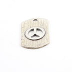 Sterling Silver or Vermeil or Peace Sign Cut Out Textured Dog Tag Charm Hippie