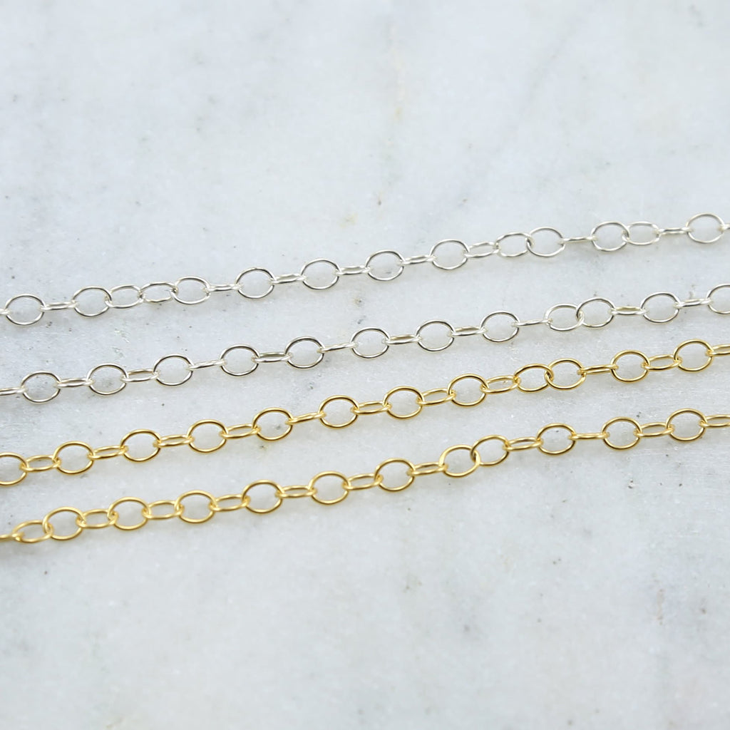Sterling Silver or 14K Gold Filled Oval Link Chain – Sold by the Foot