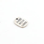 Sterling Silver Made with Love Stamped Word Charm Inspiration Pendant