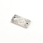 19mmx10mm Sterling Silver Stamped Flower and Swirl Rectangle Bar Plate