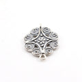 24mmx19mm Sterling Silver Flower Octagon Double Sided Connector Charm