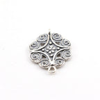 24mmx19mm Sterling Silver Flower Octagon Double Sided Connector Charm
