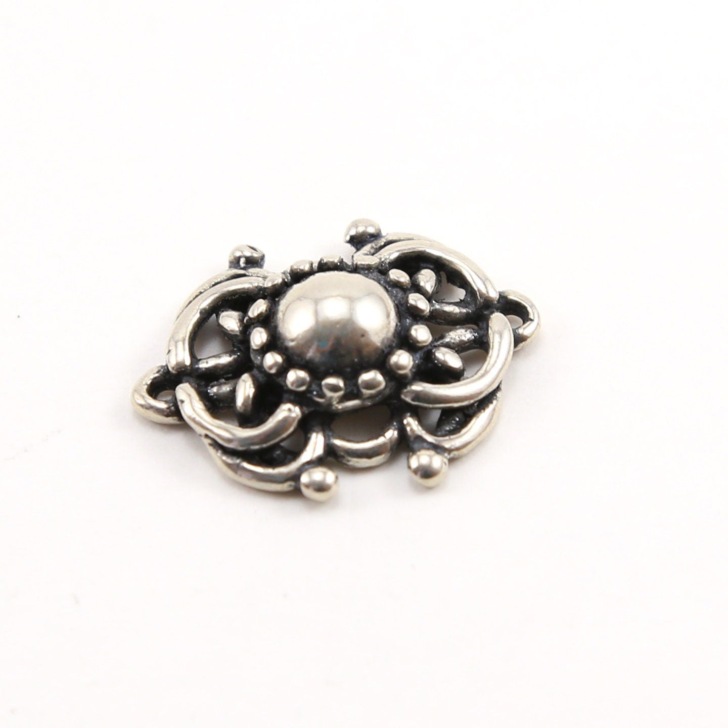 22mmx18mm Sterling Silver Vintage Style Rounded Fancy Brooch Connector Charm