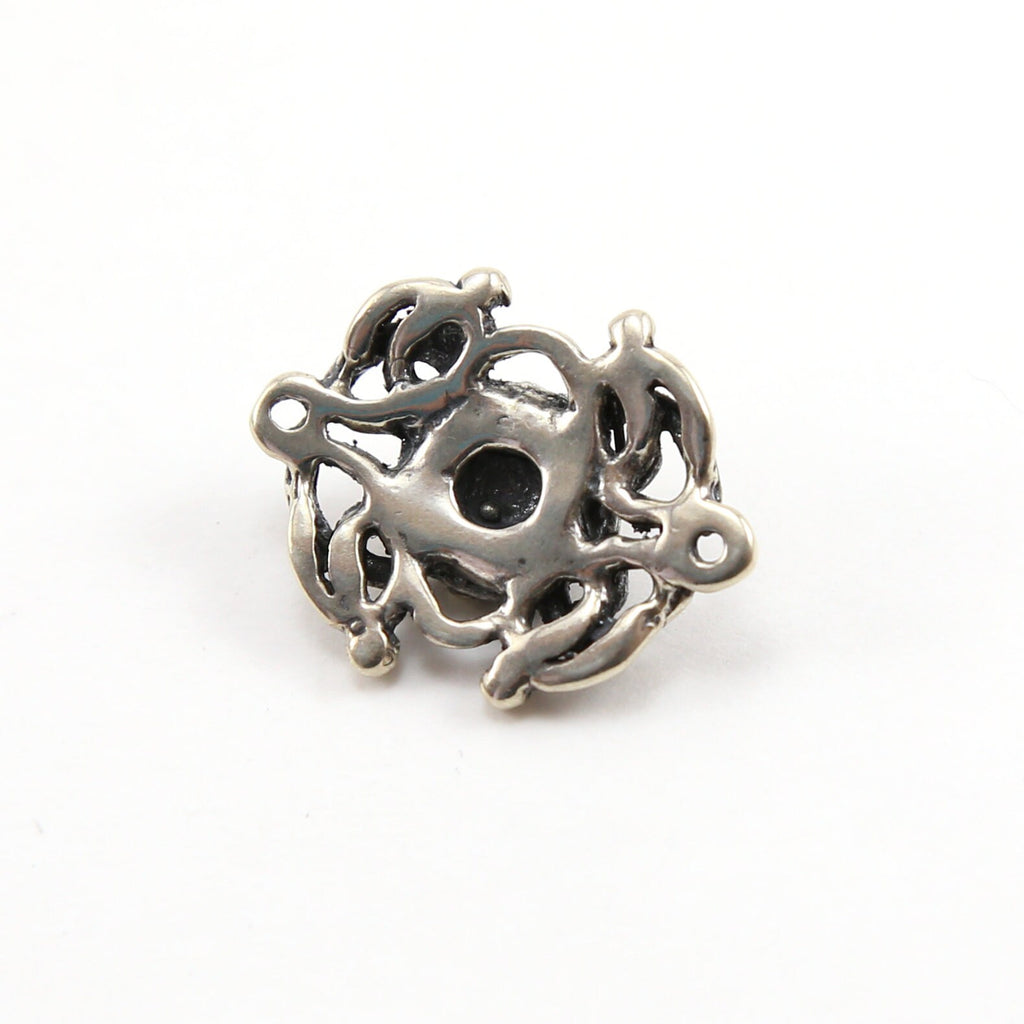 22mmx18mm Sterling Silver Vintage Style Rounded Fancy Brooch Connector Charm