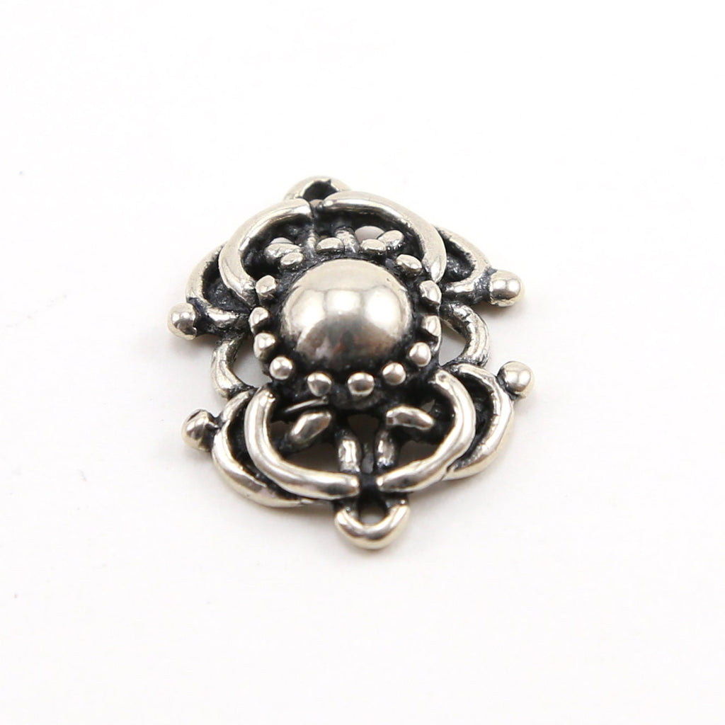 22mmx18mm Sterling Silver Vintage Style Rounded Fancy Brooch Connector Charm