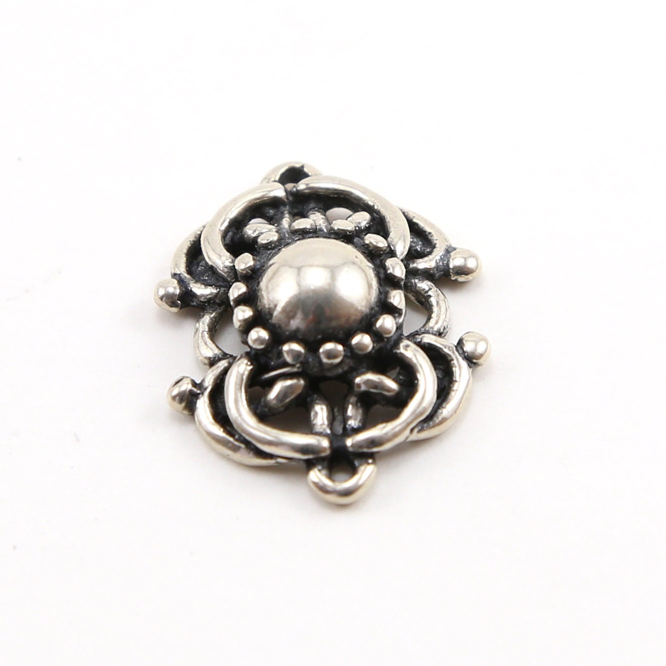 22mmx18mm Sterling Silver Vintage Style Rounded Fancy Brooch Connector Charm