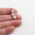 Sterling Silver Vintage Style Flower Ribbon Connector Charm with Line