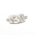26mmx15mm Sterling Silver Sweet Flower Hearts Garden and Leaf Pattern Side