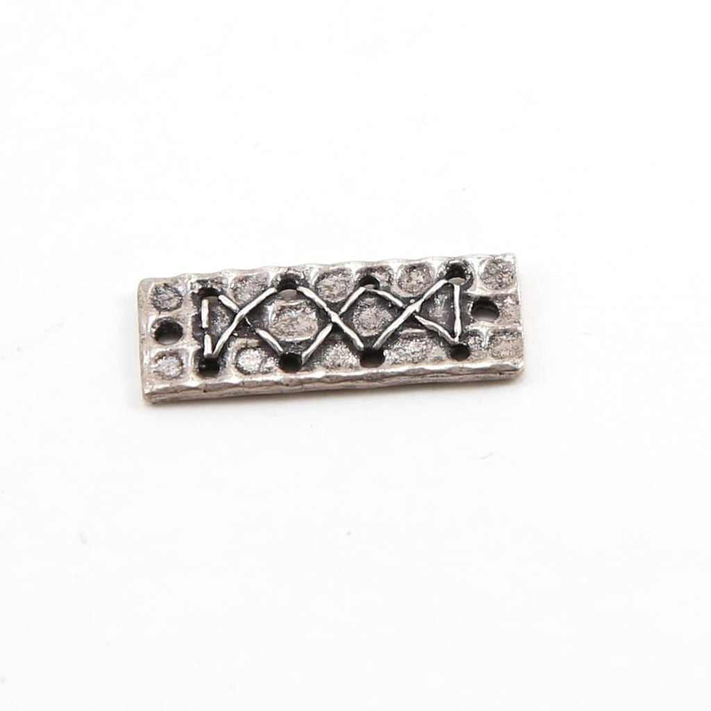 17mmx6mm Sterling Silver Zig Zag Tie Ribbon Rectangle Bar Plate Connector
