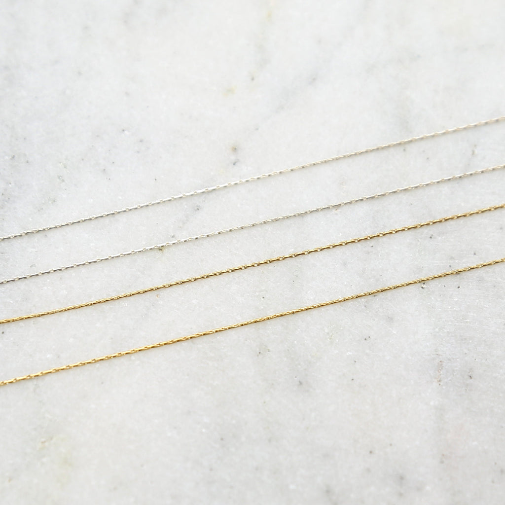 Sterling Silver or 14K Gold Filled 0.61mm Beading Chain – Sold by the Foot