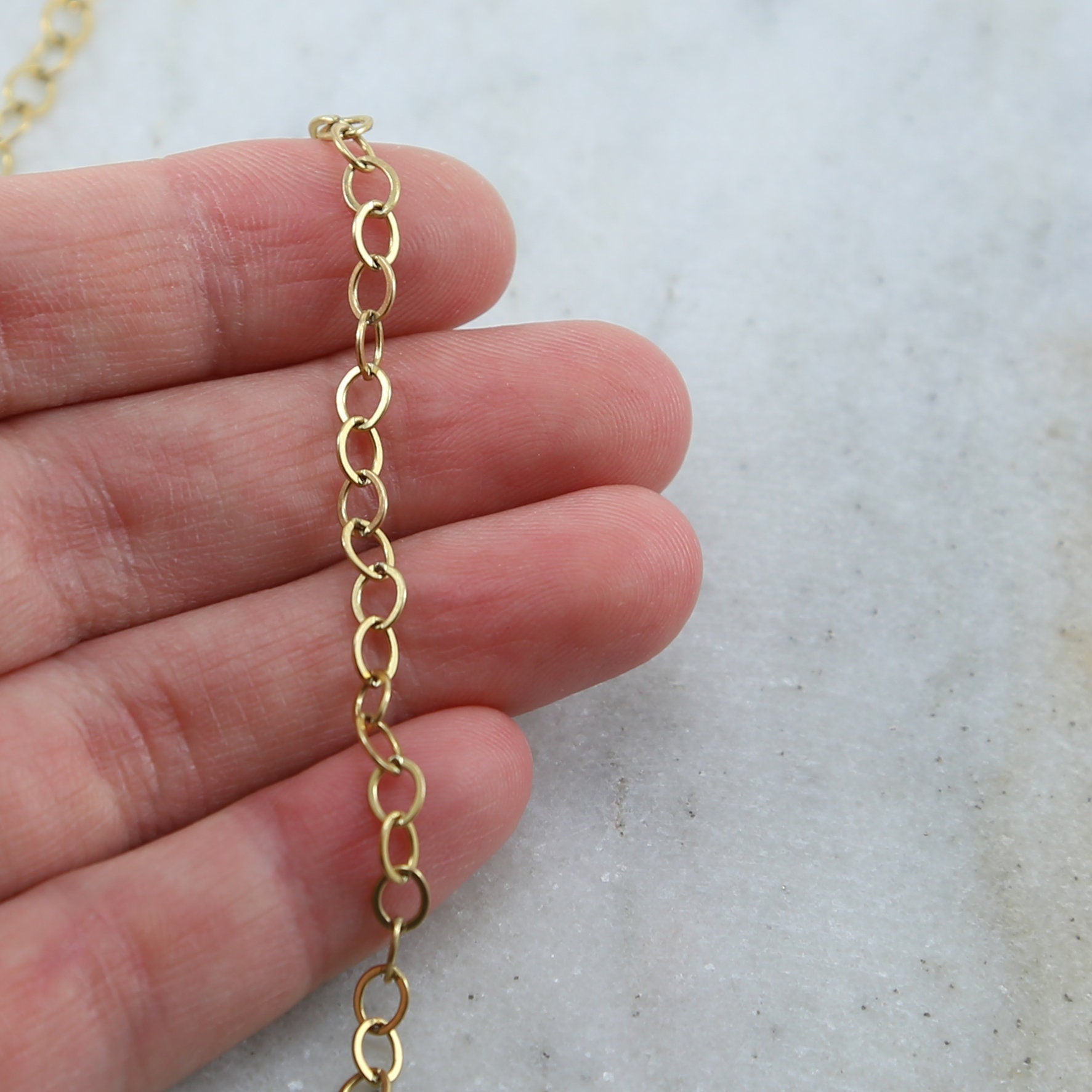 Sterling Silver or 14K Gold Filled 5mm X4mm Large Oval – Sold by the Foot