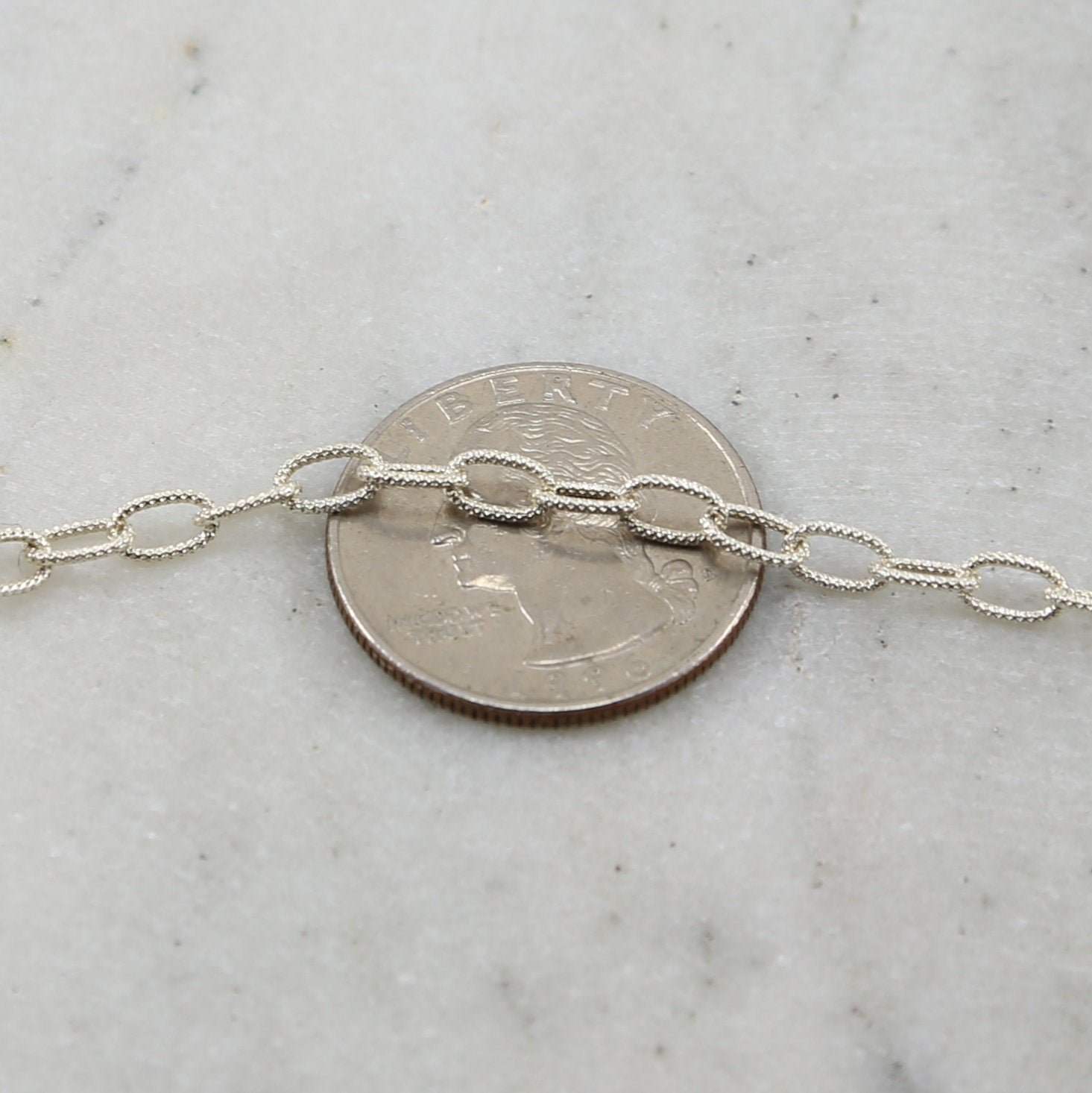 Sterling Silver Sturdy Thick Textured Medium Oval Link – Sold by the Foot