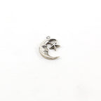 15mmx12mm Sterling Silver Crescent Moon and Attached Star Charm Celestial