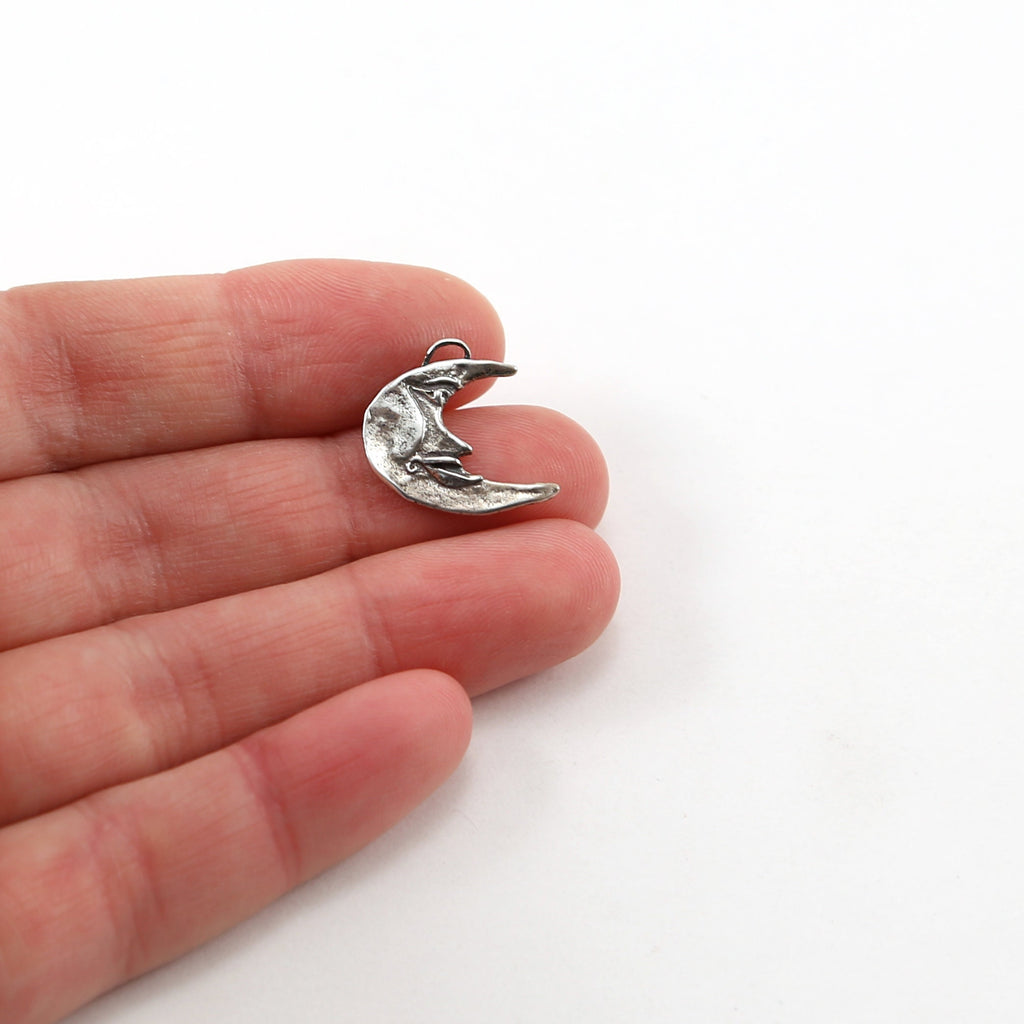 15mmx16mm Sterling Silver Whimsical Organic Artistic Crescent Moon Charm