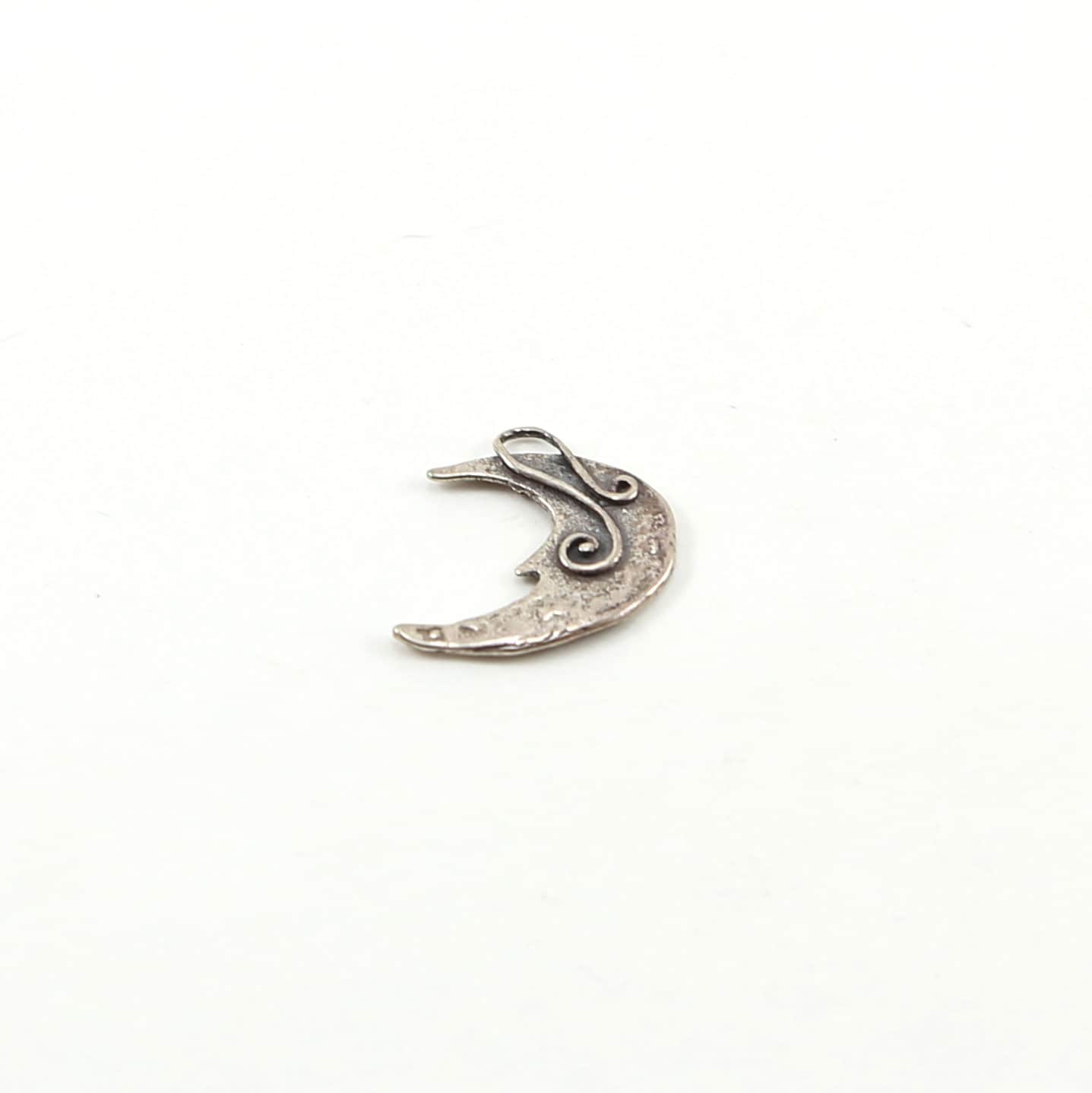 15mmx16mm Sterling Silver Whimsical Organic Artistic Crescent Moon Charm