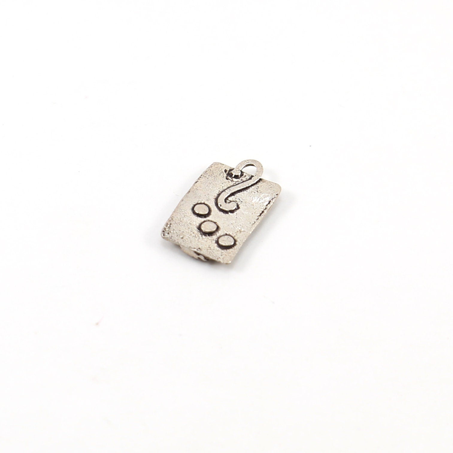 Sterling Silver Rectangular Textured Horseshoe Pendant Good Luck Horse
