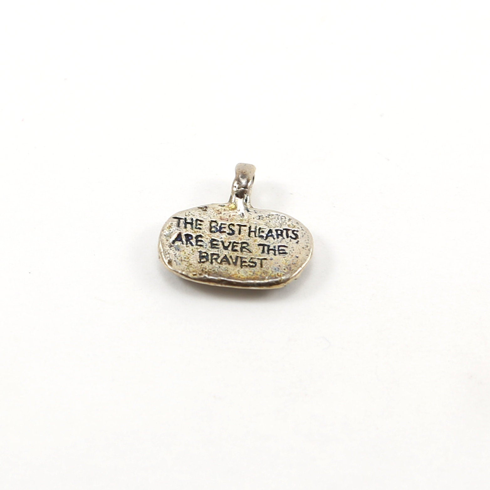 Sterling Silver or Vermeil Thick Textured Oval Pendant with Running Horse Good