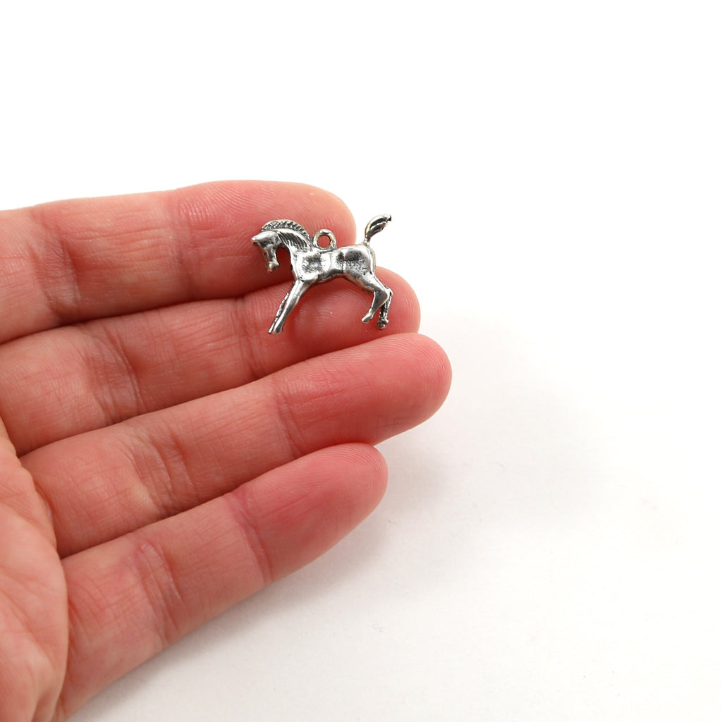 Sterling Silver Thick 3D Running Horse Pendant Good Luck Horse Lover