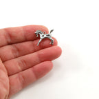 Sterling Silver Thick 3D Running Horse Pendant Good Luck Horse Lover