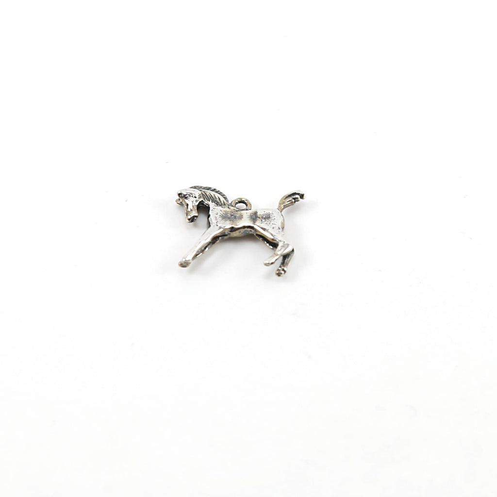Sterling Silver Thick 3D Running Horse Pendant Good Luck Horse Lover