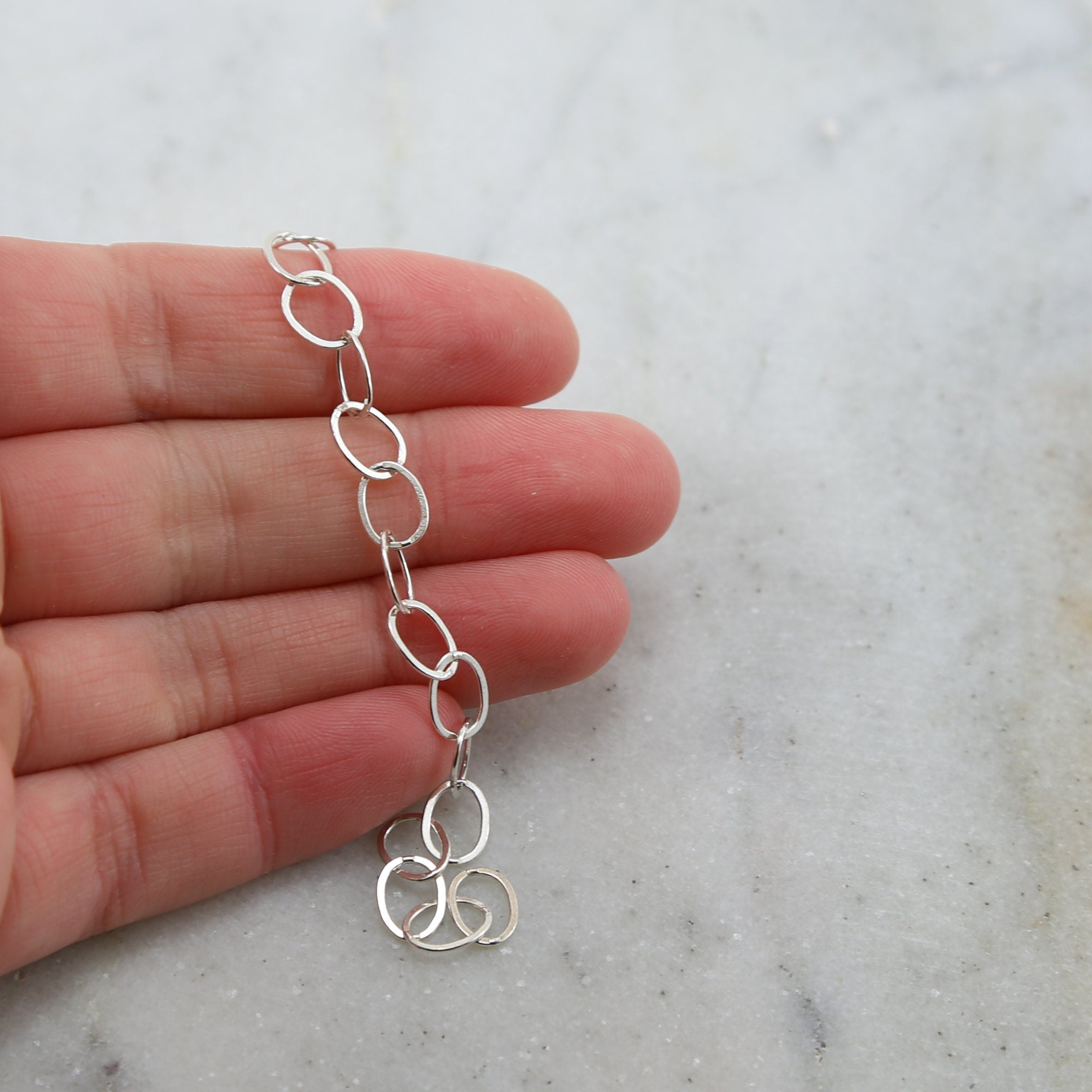 Sterling Silver Large Flat Link Oval Chain Extender Chain – Sold by the Foot