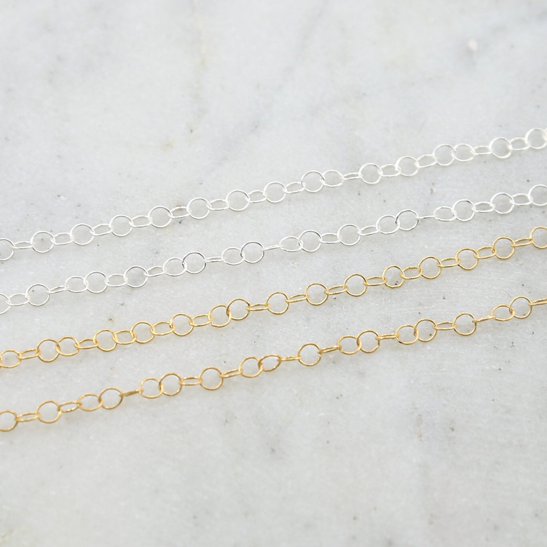 Sterling Silver or 14K Gold Filled Small 3.5mm Dainty – Sold by the Foot